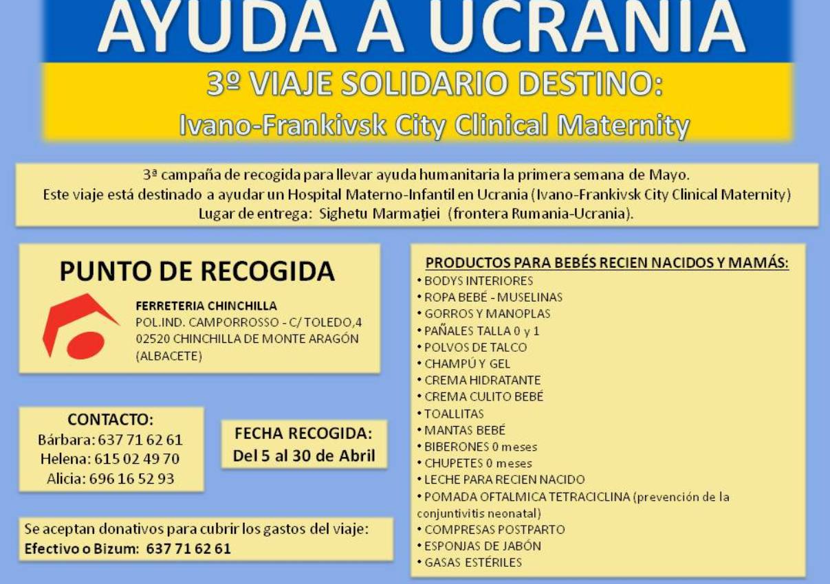 Tercera campaña de recogida de ayuda humanitaria para Ucrania en Chinchilla.