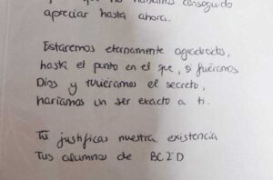 Carta de la Universidad Laboral a la profesora de literatura