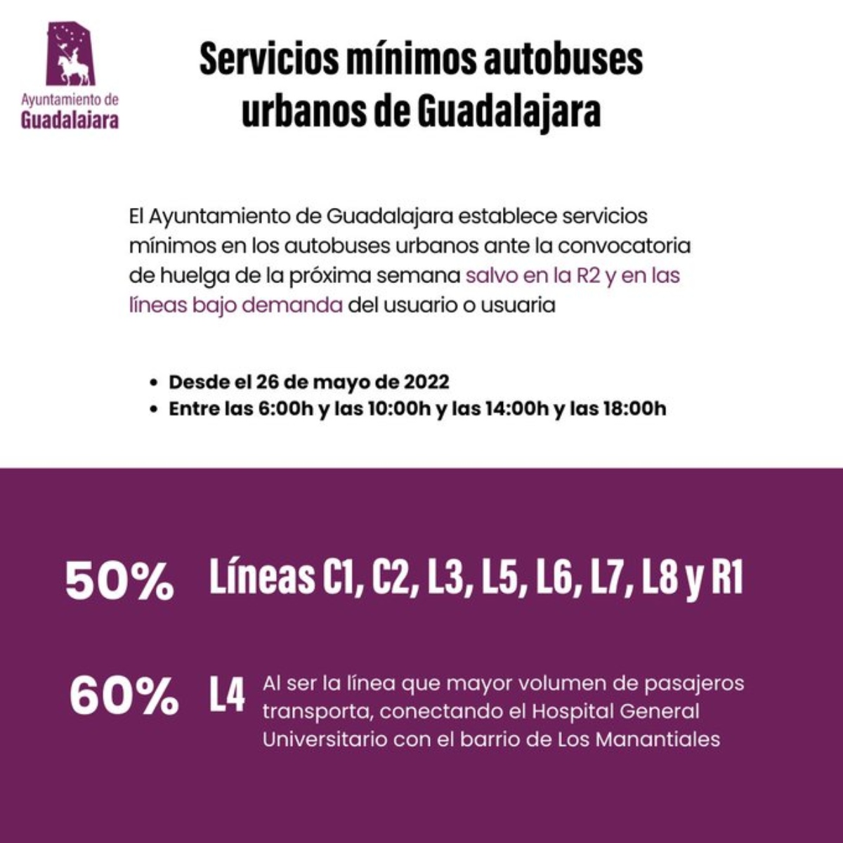 Servicios mínimos bus Guadalajara