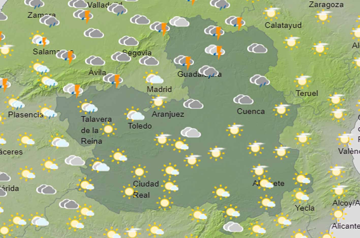 Previsión tormentas Castilla-La Mancha