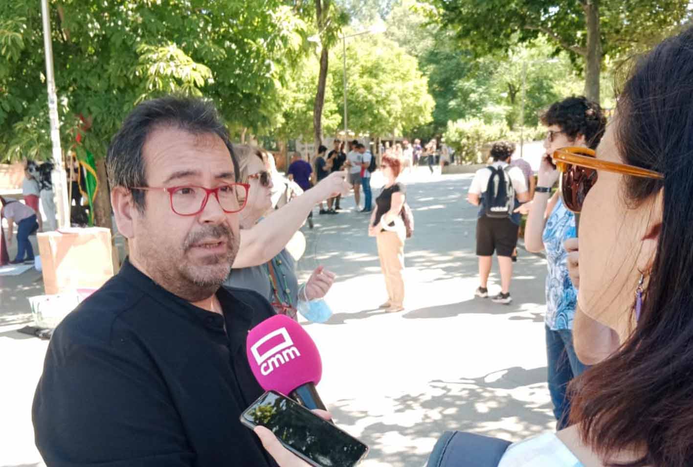 Juan Ramón Crespo, en la manifestación en Madrid contra la OTAN.