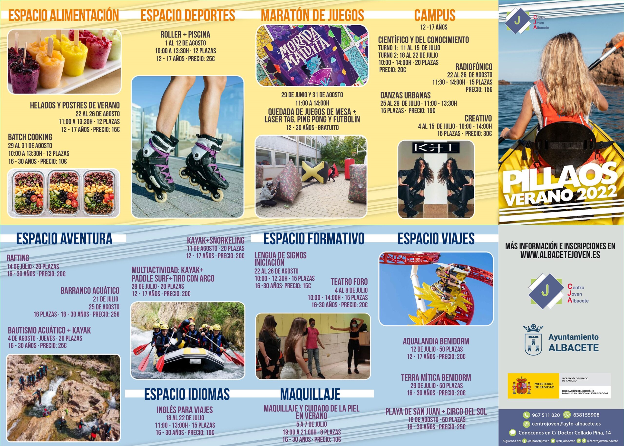 Actividades del programa "Pillaos Verano 2022", que tendrá lugar en Albacete.