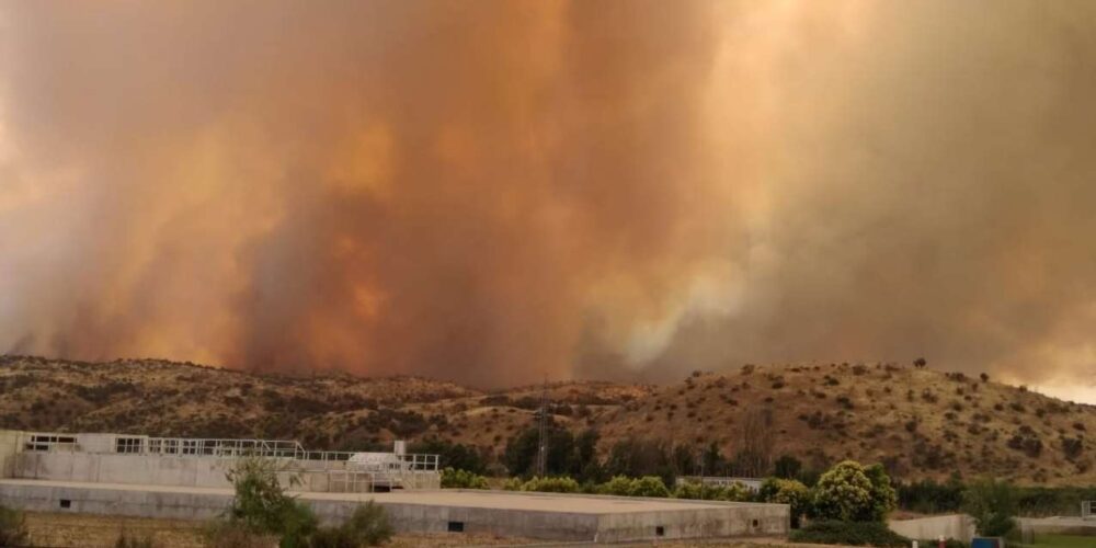 Vista del incendio desde Toledo.