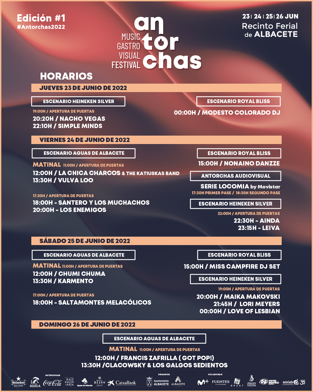 Horarios y programación de la I edición del Antorchas Festival, en Albacete. 