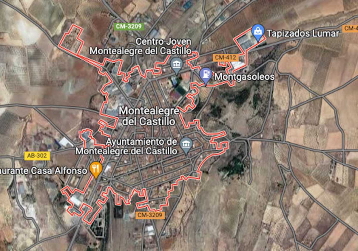 Accidente laboral en el término de Montealegre del Castillo. Imagen: Google Maps.