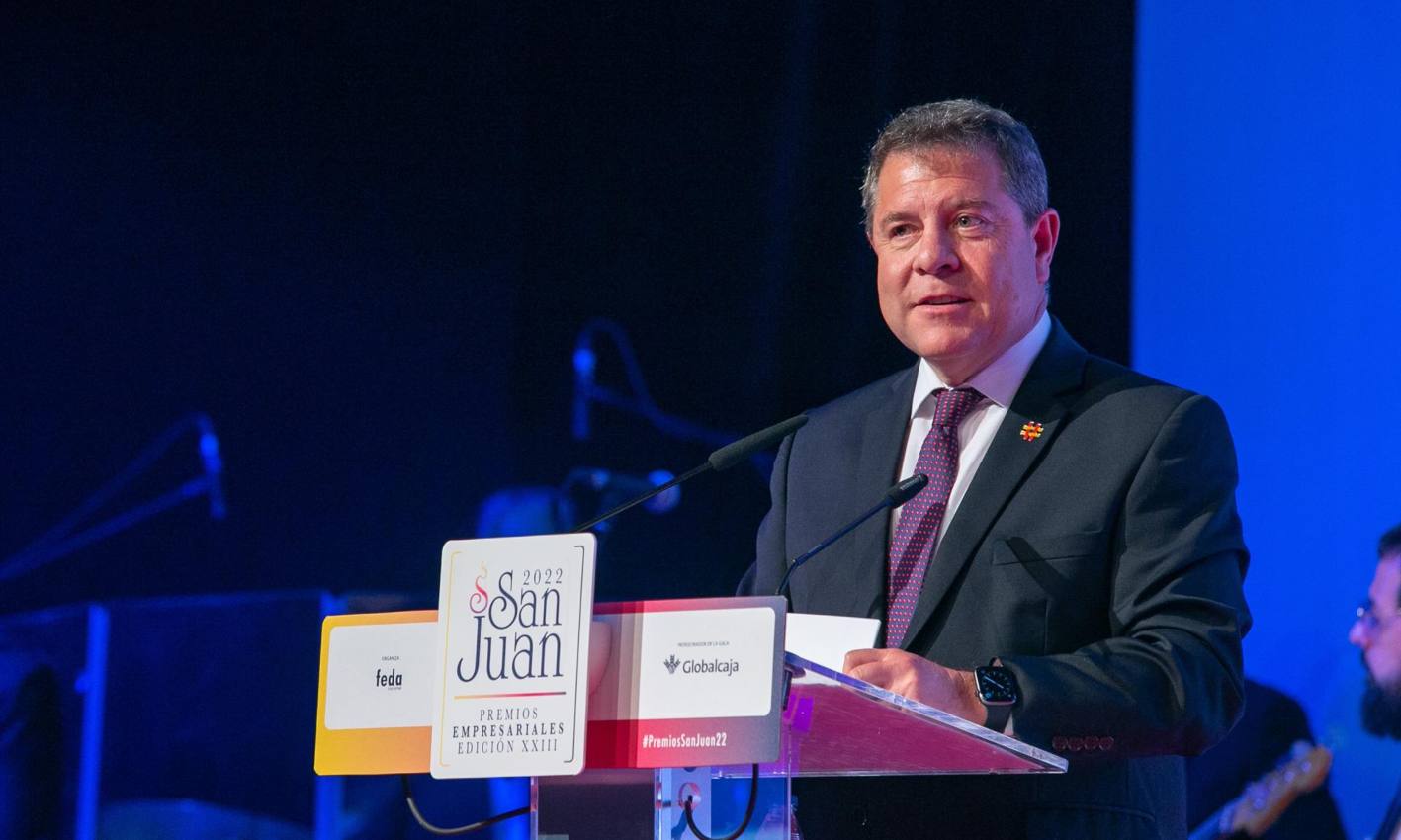 El presidente de Castilla-La Mancha, Emiliano García-Page, en la gala de entrega de los Premios Empresariales San Juan 2022, en Albacete.