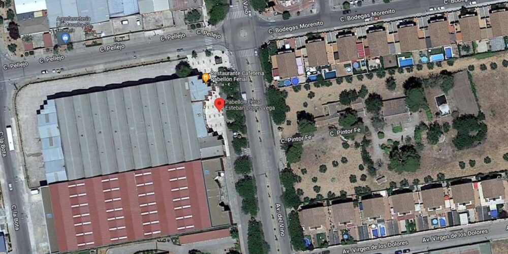 Un herido en pleno recinto ferial de Valdepeñas. Imagen: Google Maps.