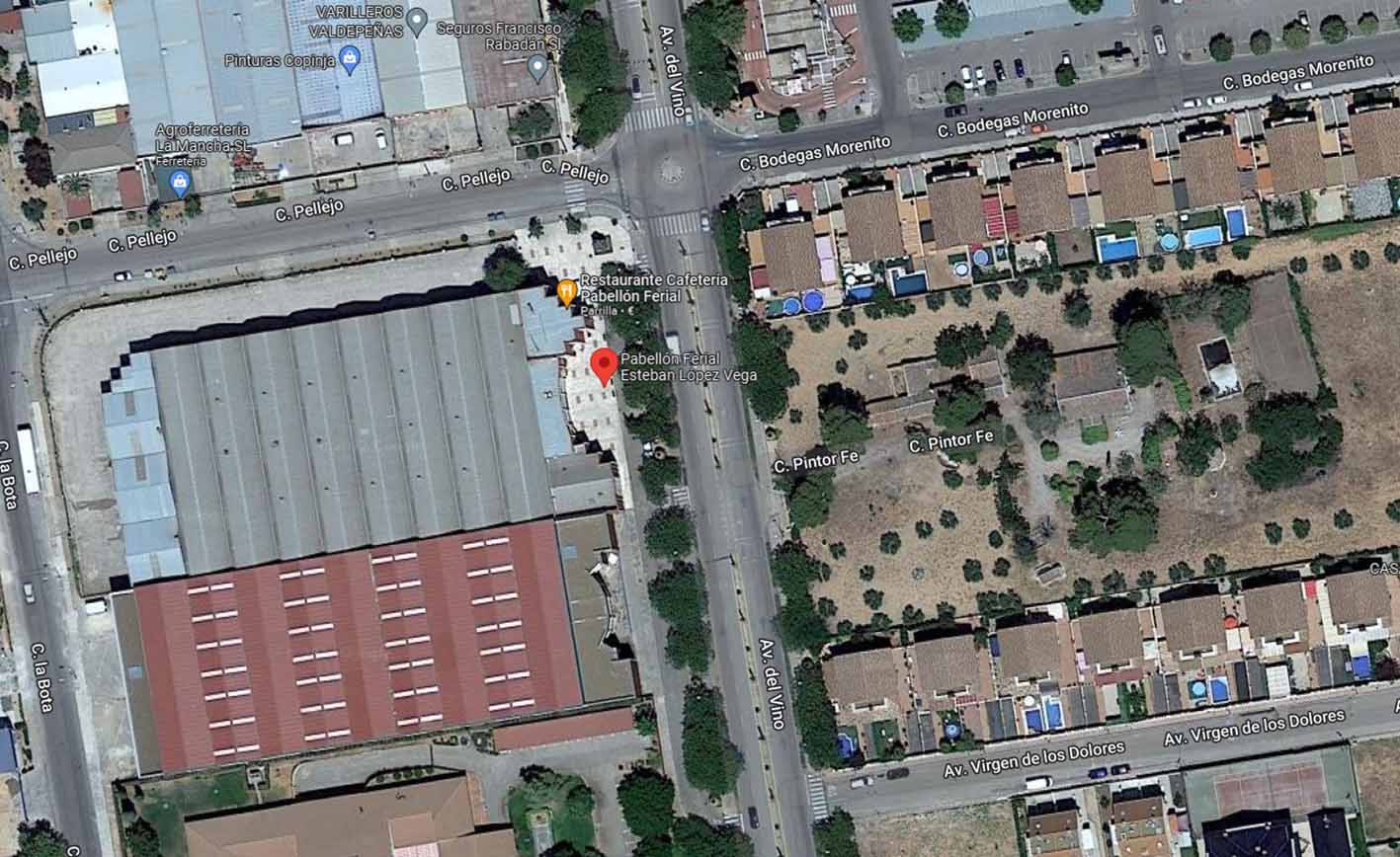 Un herido en pleno recinto ferial de Valdepeñas. Imagen: Google Maps.