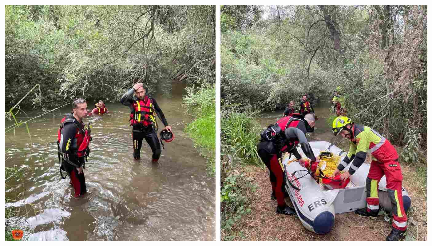 Imagen del rescate realizado por los Bomberos de Toledo en Escalona, en el río Alberche.