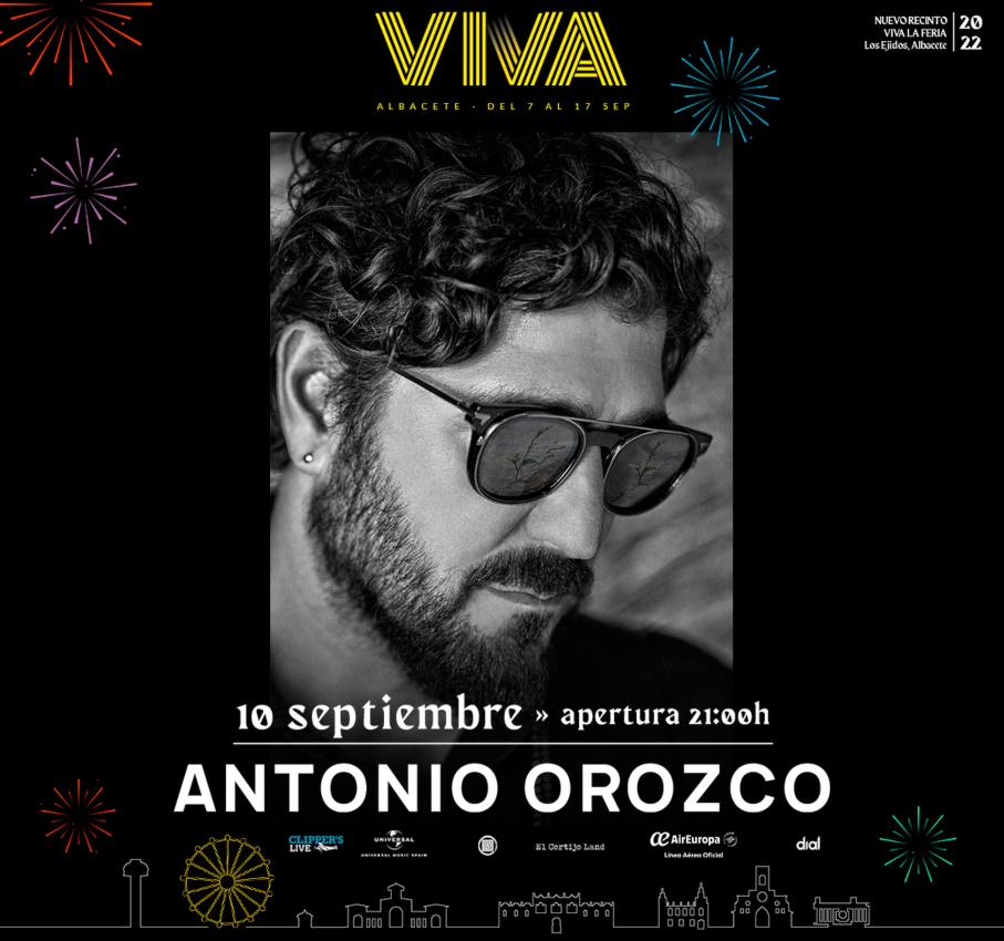 Antonio Orozco actuará el 10 de septiembre en la Feria de Albacete.