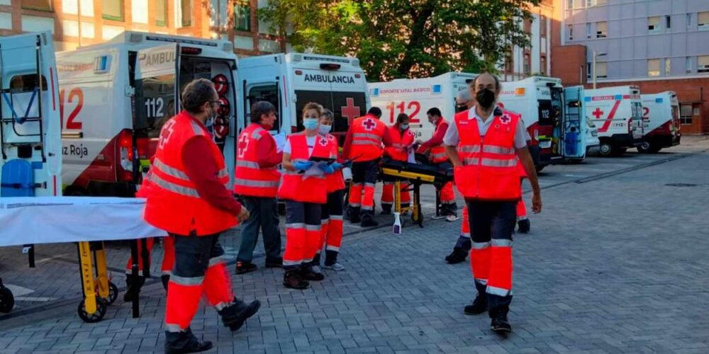 Efecticos de la Cruz Roja de Navarra en los encierros de San Fermín. Foto: @CruzRojaNavarra.