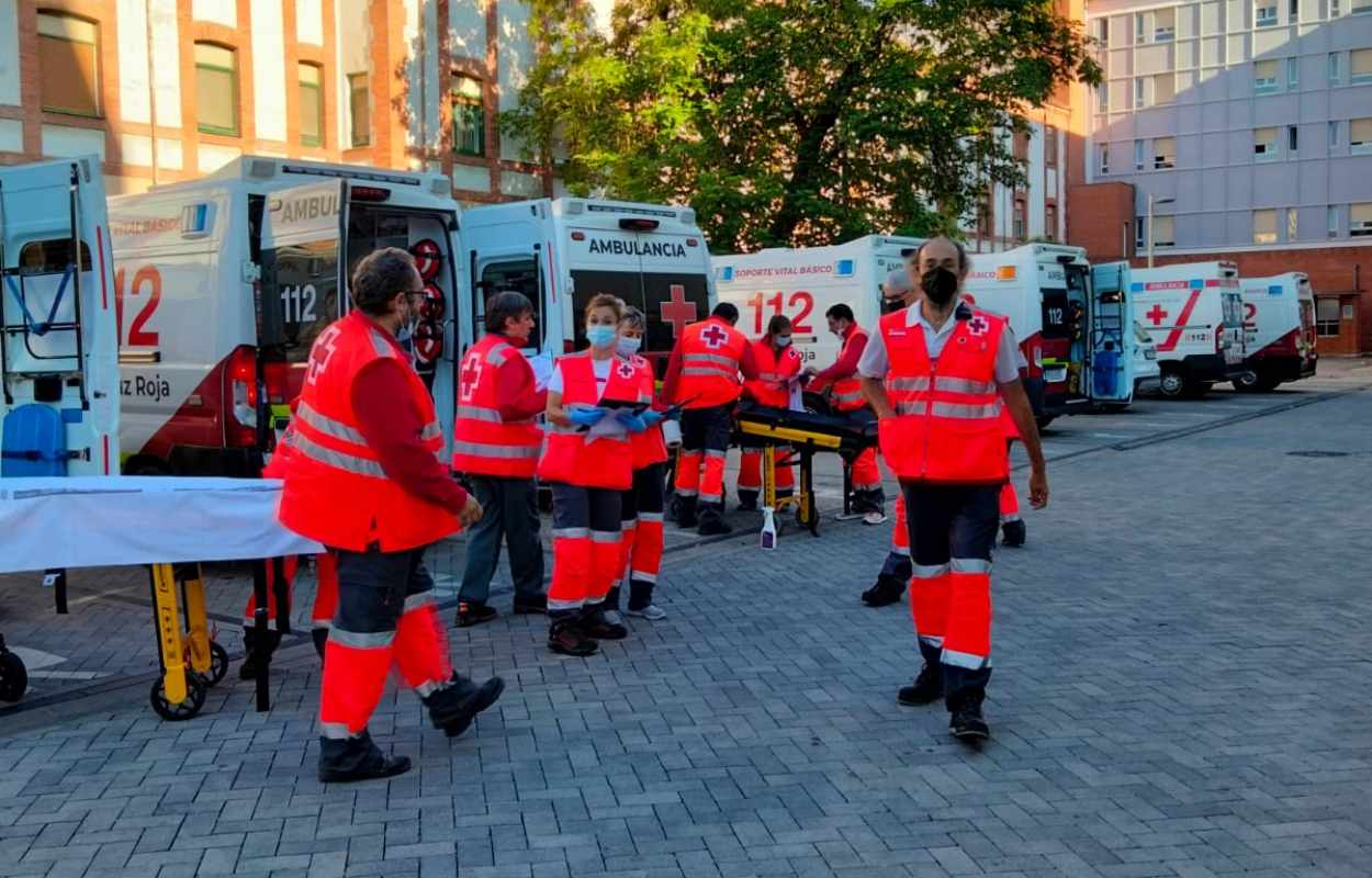 Efecticos de la Cruz Roja de Navarra en los encierros de San Fermín. Foto: @CruzRojaNavarra.