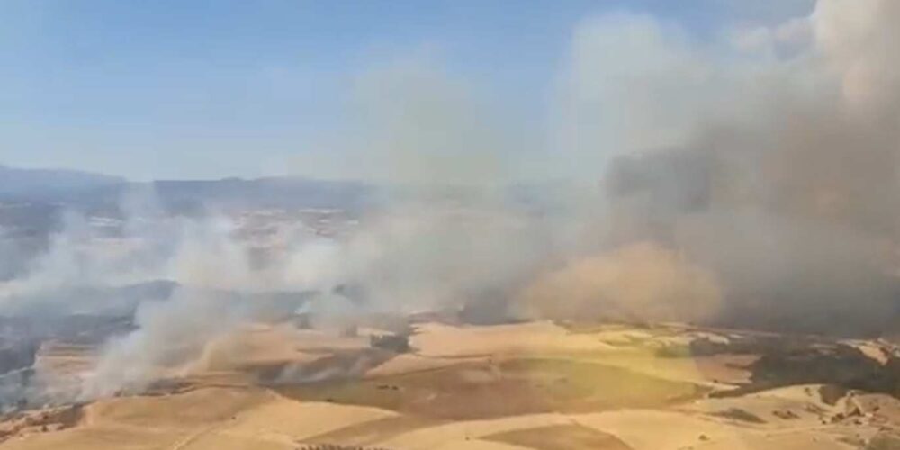 Imagen del vídeo grabado por la Brif de Prado de los Esquiladores a su llegada al incendio de Humanes.
