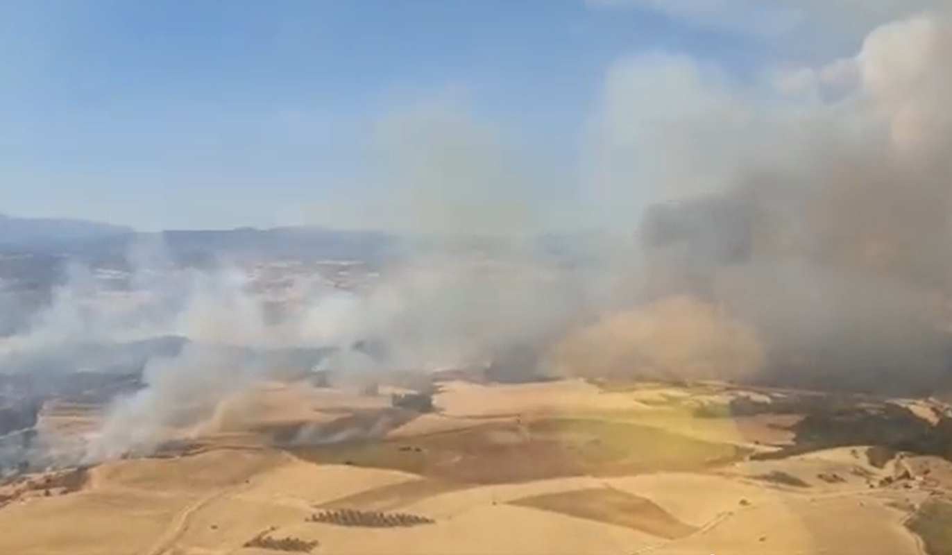 Imagen del vídeo grabado por la Brif de Prado de los Esquiladores a su llegada al incendio de Humanes.