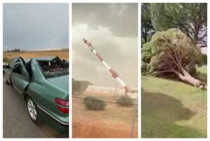 Destrozos que provocó el viento en Motilla del Palancar.