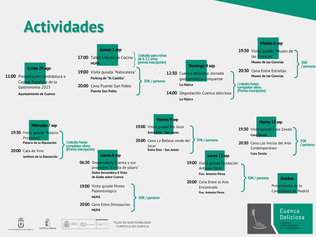 Calendario de actividades.