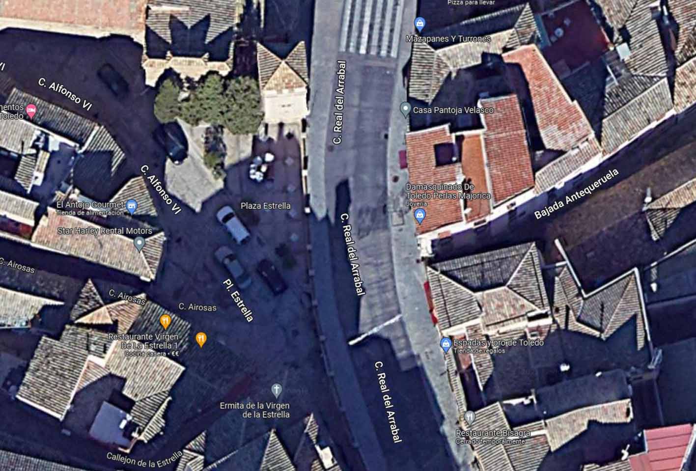 Corte de agua el 30 de agosto en un barrio y una calle de Toledo. Imagen: Google Maps.