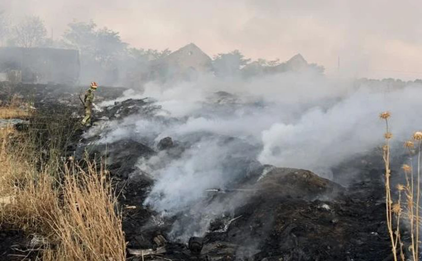 Incendio en el Cerro de los Palos, en Toledo. Foto: Bomberos del Ayuntamiento de Toledo.