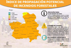 El domingo, 14 de agosto, el riesgo de incendios forestales en Castilla-La Mancha es muy alto.