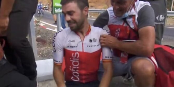 La emoción de Jesús Herrada tras su victoria en La Vuelta a España.