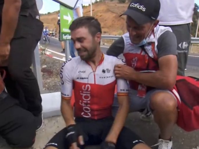 La emoción de Jesús Herrada tras su victoria en La Vuelta a España.