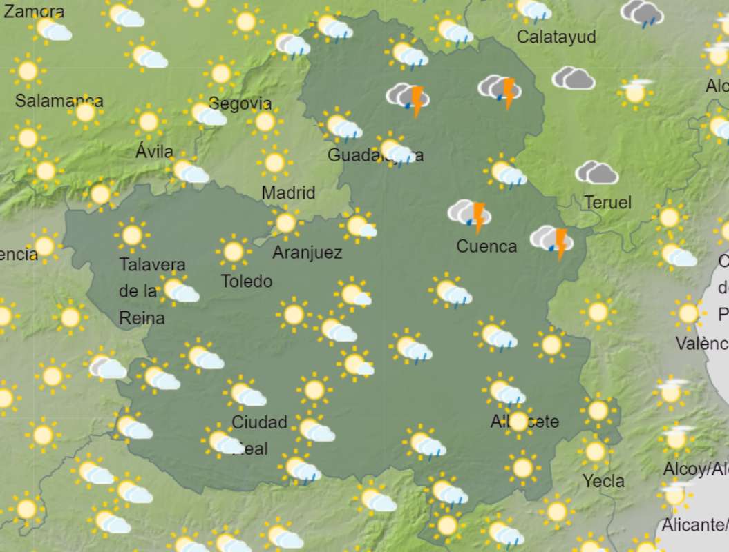 Previsión de Aemet para las 17 horas.