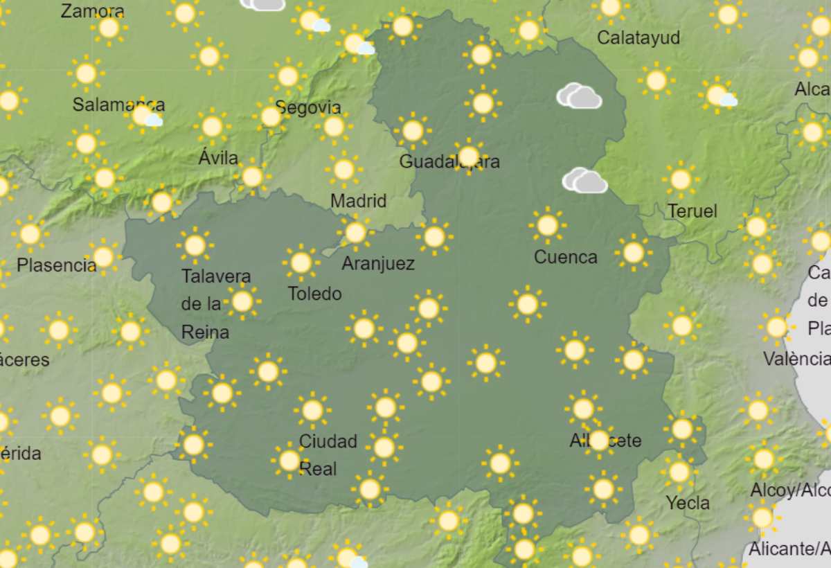 Previsiones de Aemet para hoy sobre las 13 horas.