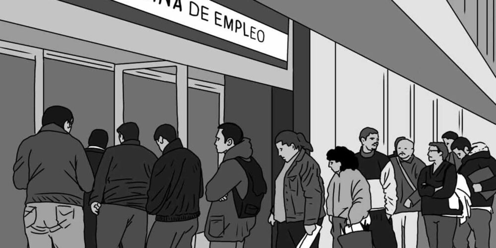 El desempleo subió en CLM. Ilustración: Cainnezas.