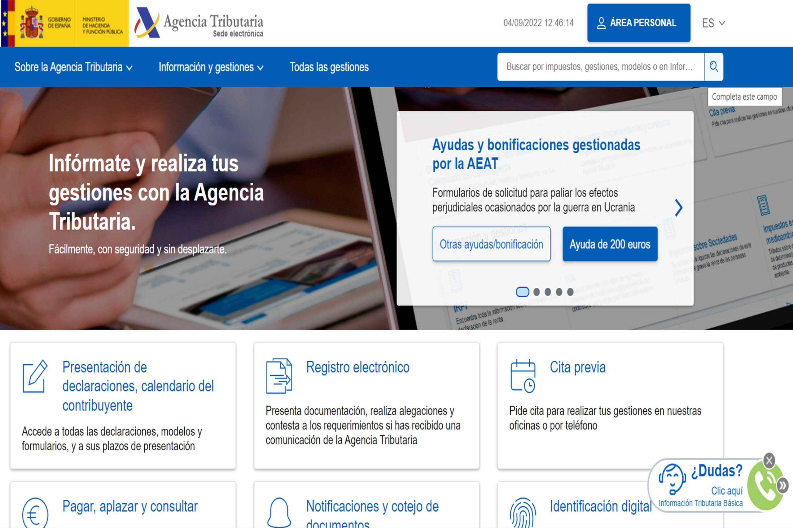 Web de la Agencia Tributaria.