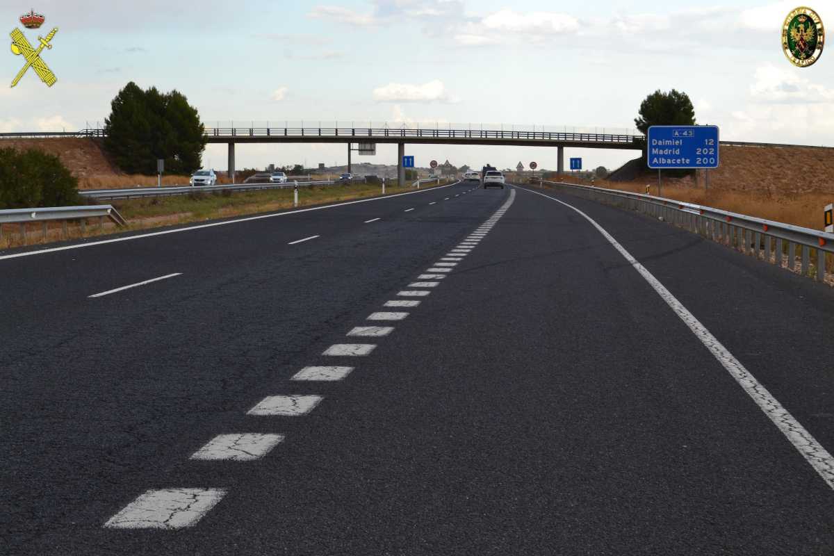 Lugar del accidente en la A-43.