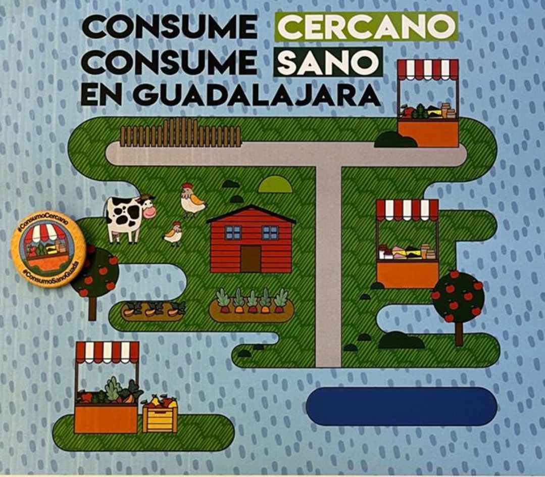 Cartel de campaña "Consume cercano, consume sano" en Guadalajara