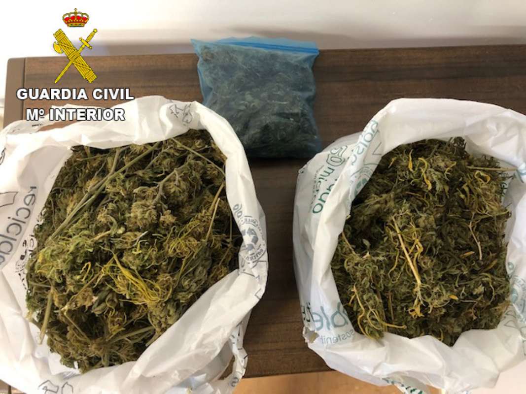 Esta es la marihuana que llevaba un joven circulando por un pueblo de Cuenca.