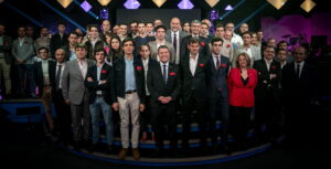 Page, junto a un nutrido grupo de toreros durante la presentación del nuevo canal de toros de CMMedia.