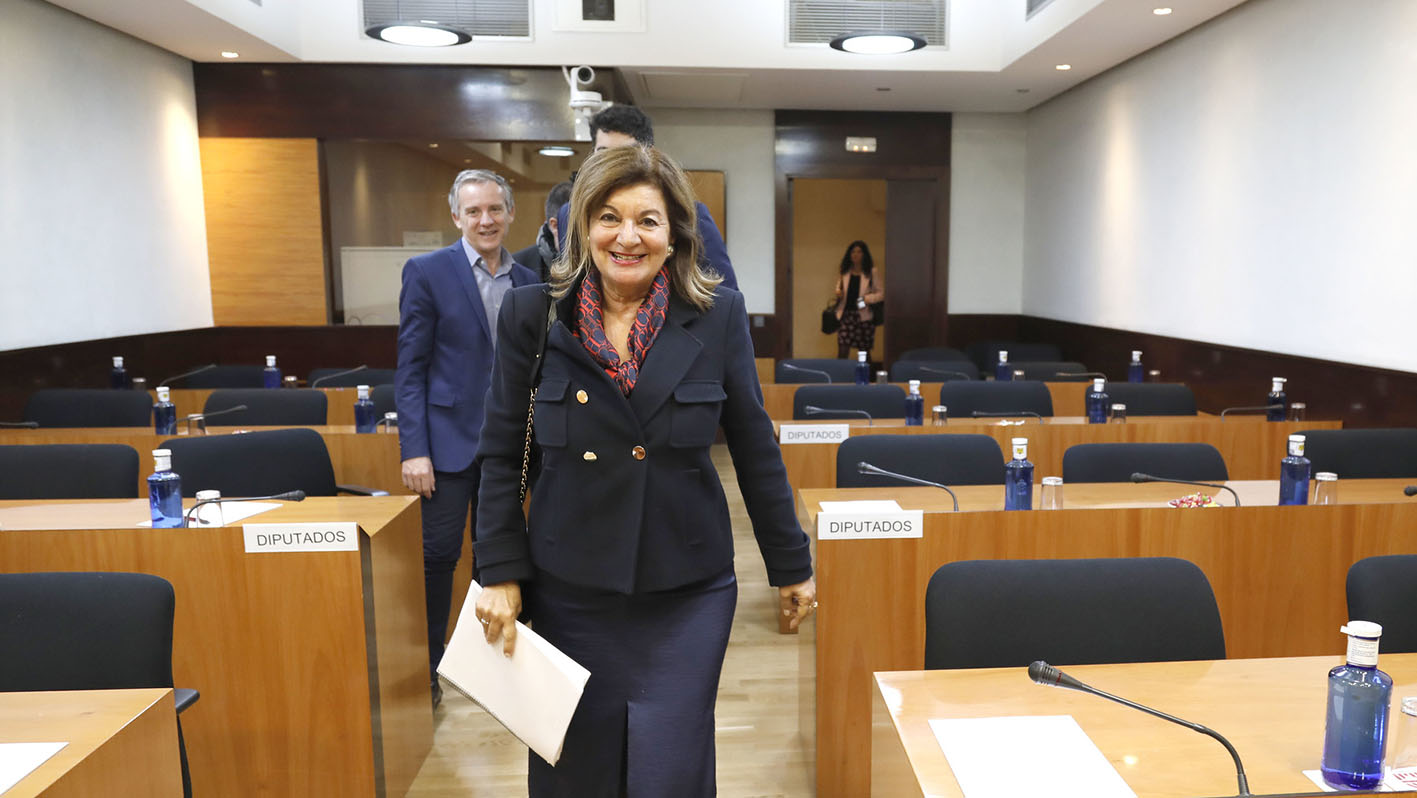 Carmen Amores, directora general de CMMedia, justo antes de comparecer en las Cortes de CLM. Foto: Carmen Toldos.