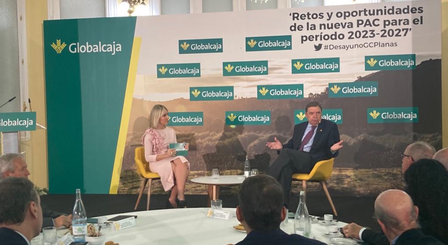 El ministro de Agricultura, Pesca y Alimentación, Luis Planas, durante el desayuno informativo de Globalcaja en Albacete.