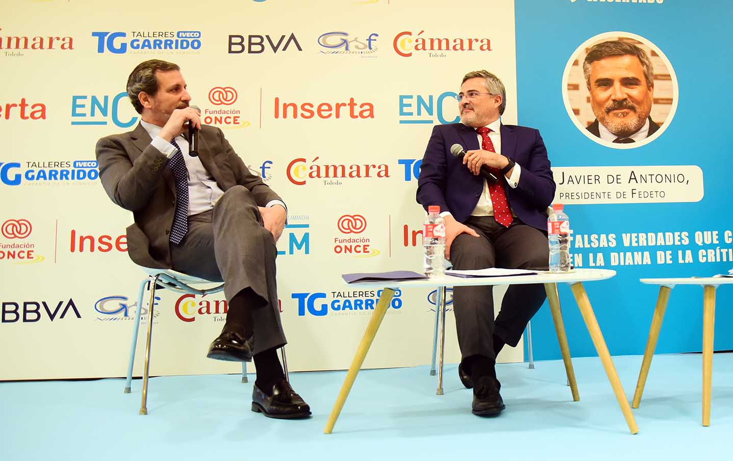 Manuel Madruga y Javier de Antonio, secretario general y presidente de Fedeto, durante el "Espacio Reservado" de ENCLM. Foto: Rebeca Arango.