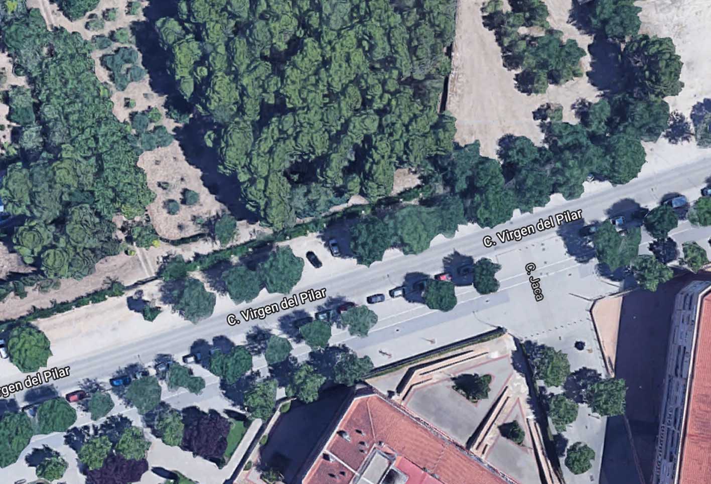 Imagen aérea de la calle Virgen del Pilar, en Albacete. Foto: Google Maps.