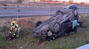 Accidente de la A-3, en Cuenca. Foto: Bomberos de Cuenca.