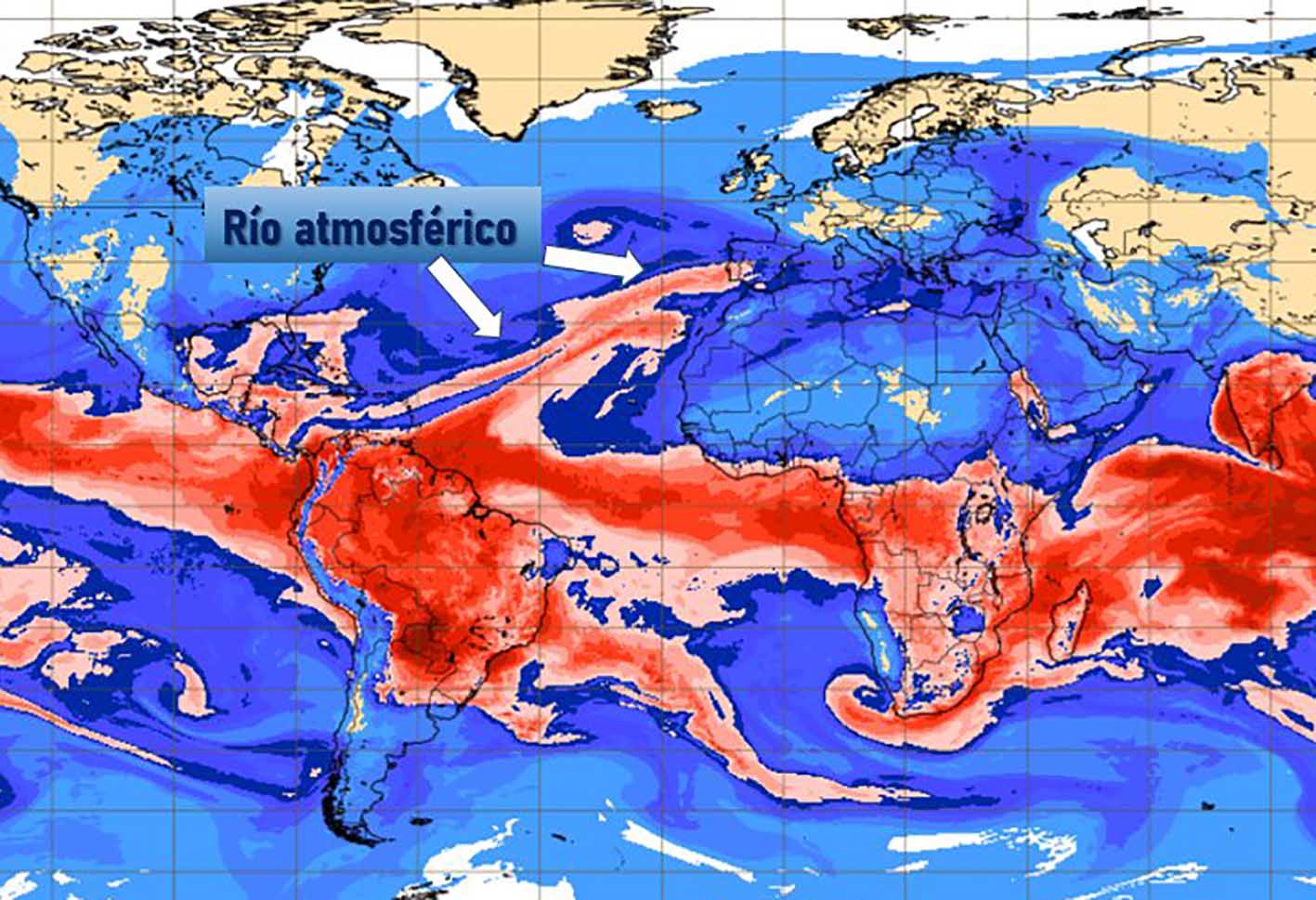 Río atmosférico que prduce la borras Efrain que provoca temporal en la península