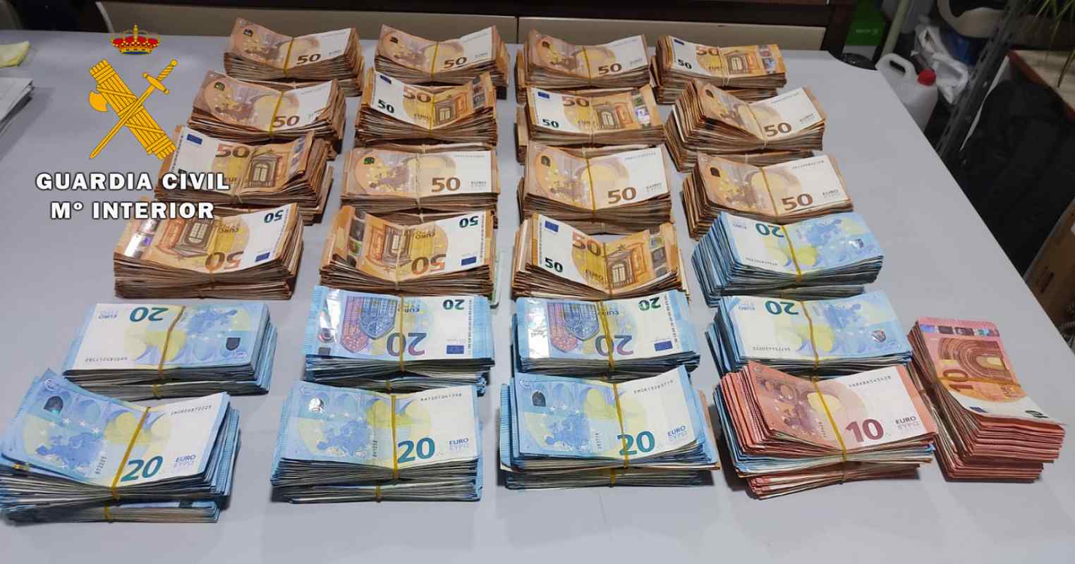 Dinero incautado en la provincia de Albacete a un ciudadanos ruso.