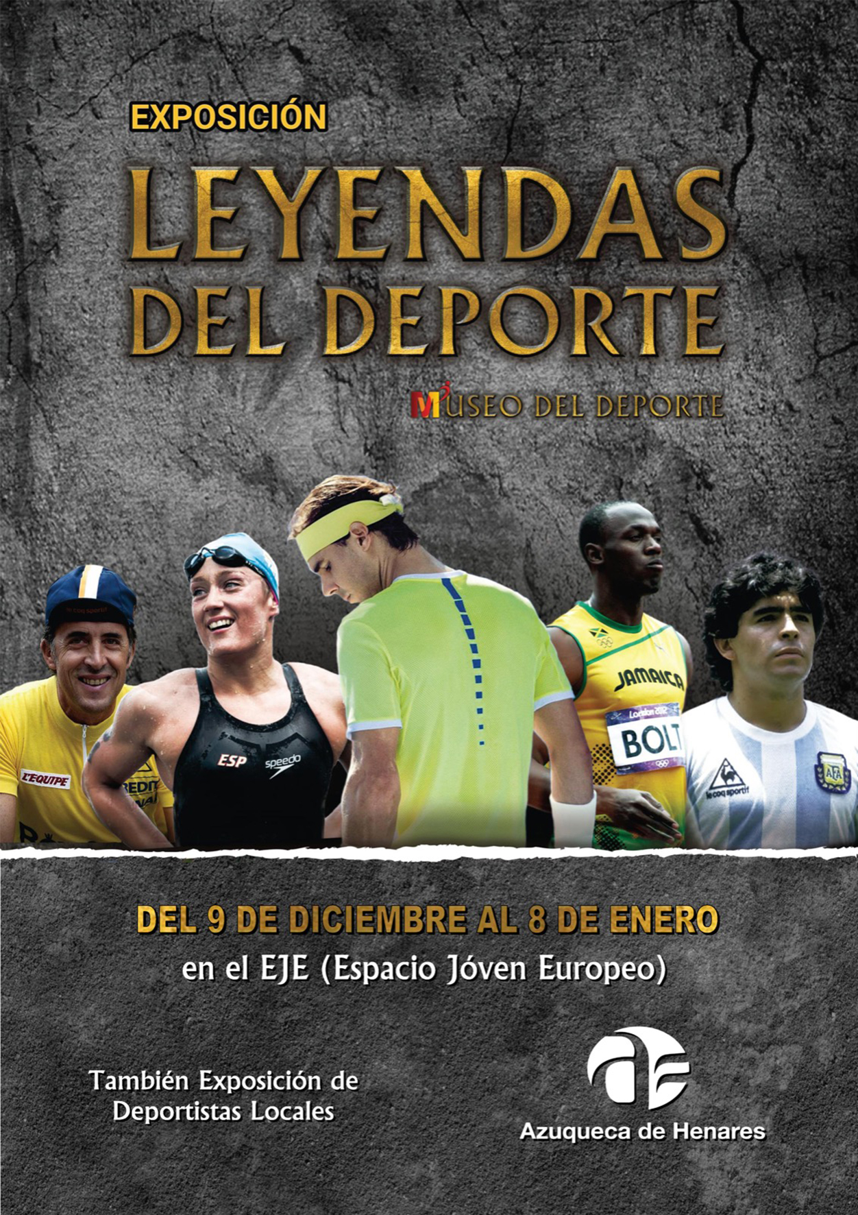 Cartel "Leyendas del Deporte" en Azuqueca de Henares