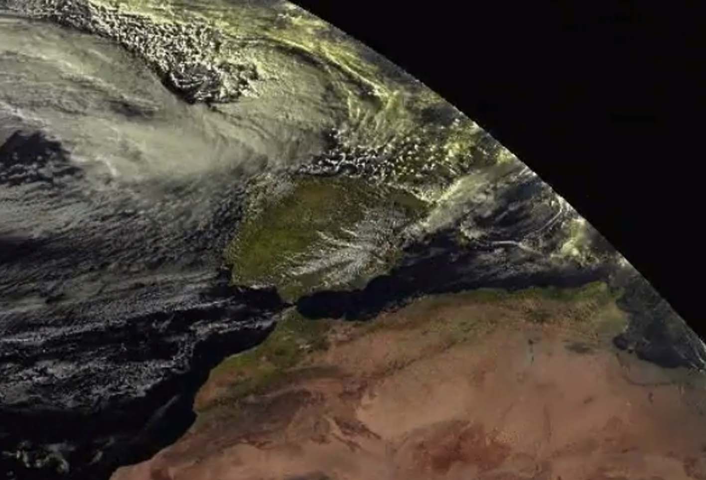 Imagen se satélite llegada borrasca a España que trerá rachas de vientos entre otros fenómenos