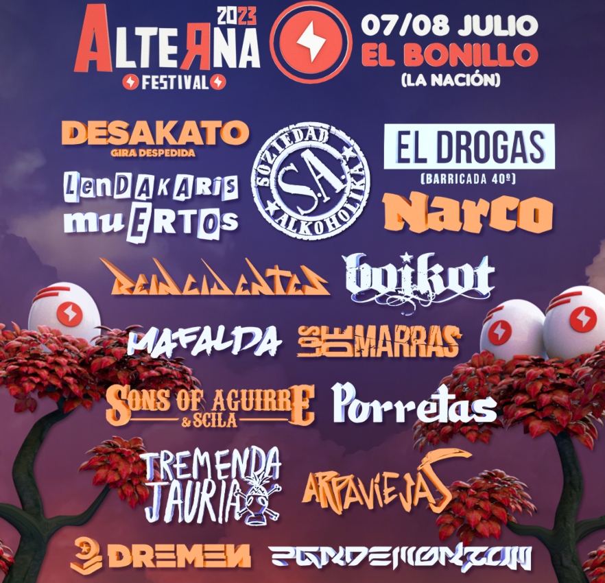 Cartel del Alterna Festival 2023, que se celebrará en el mes de julio en El Bonillo, Albacete.