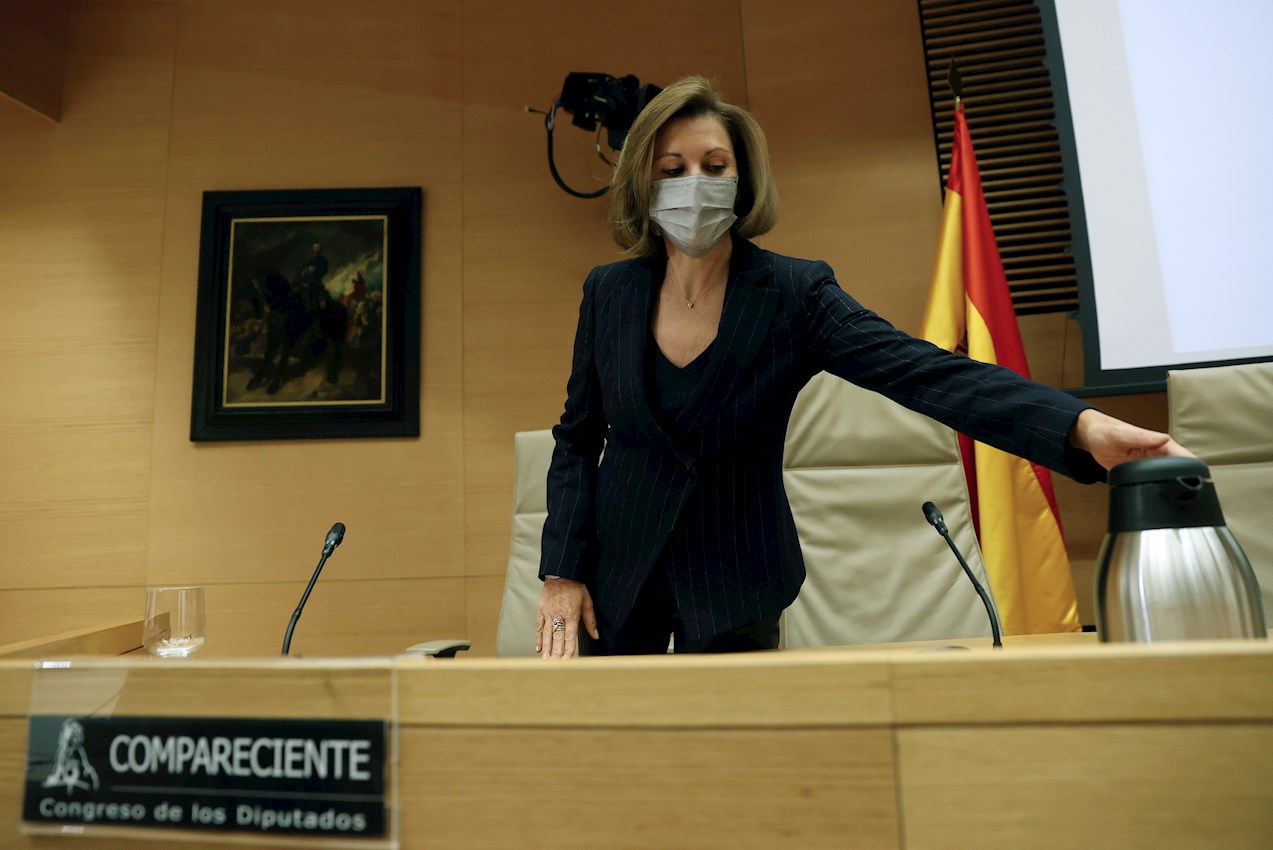 María Dolores de Cospedal, en una imagen de archivo durante la Comisión de Investigación de la Kitchen, en el Congreso de los Diputados. EFE/Mariscal.