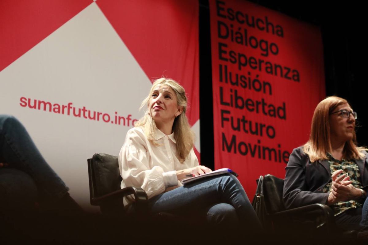 Yolanda Díaz en la presentación de los grupos de trabajo de su proyecto político, Sumar.