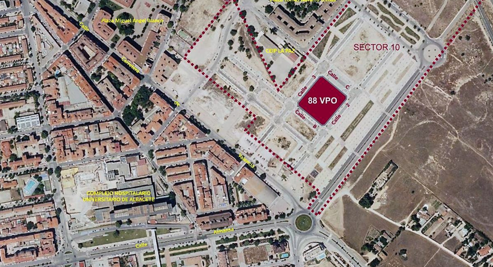 Ubicación del Sector 10 en Albacete.