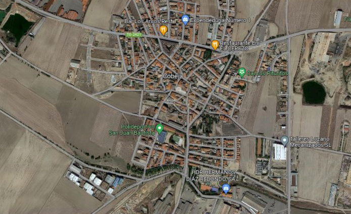 Vista aérea de Cobeja (Toledo). Imagen de Google Maps.