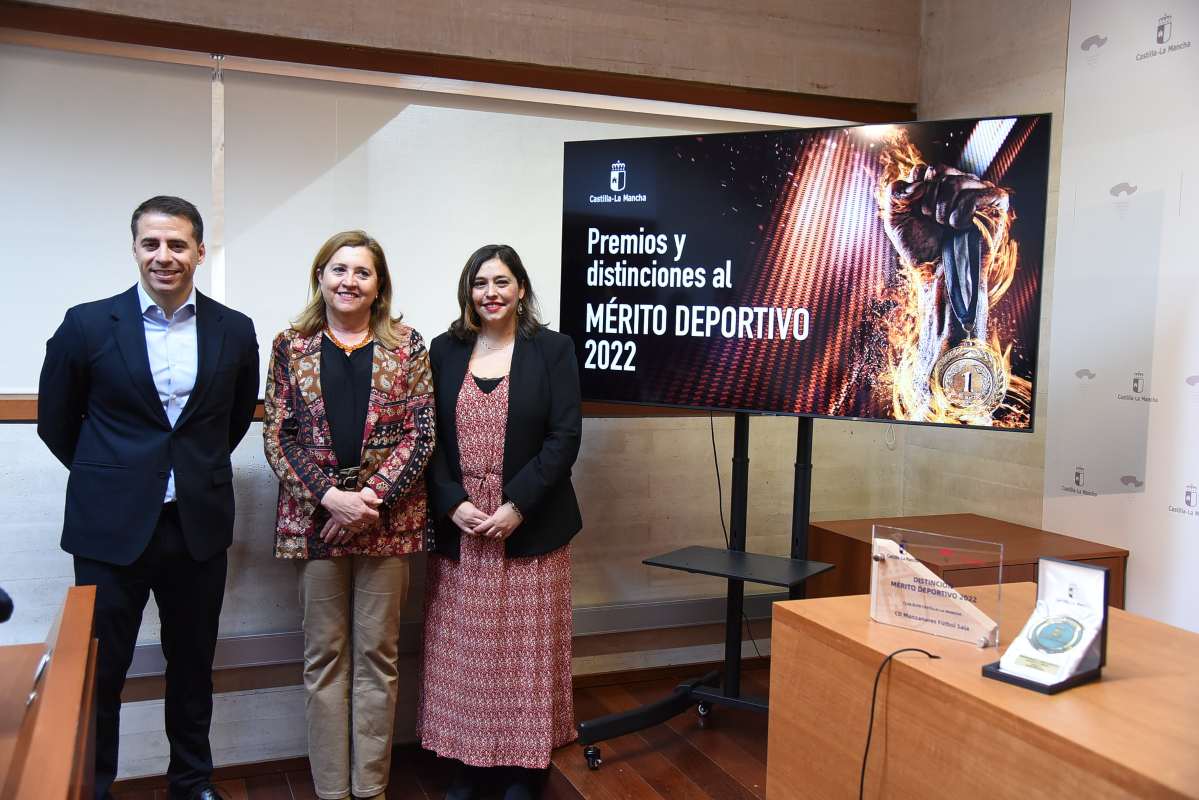 Carlos Alberto Yuste, Rosana Rodríguez y Ana Muñoz, en la presentación de los Premios al Mérito Deportivo 2022.