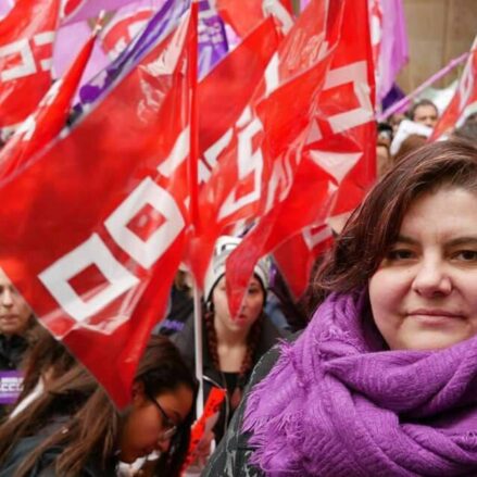 Nieves Navarro durante una manifestación de CCOO.