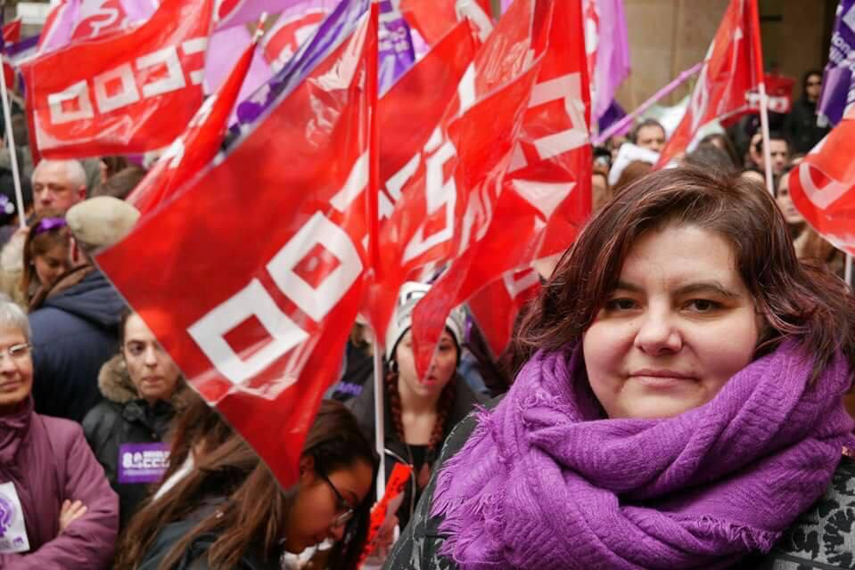 Nieves Navarro durante una manifestación de CCOO.